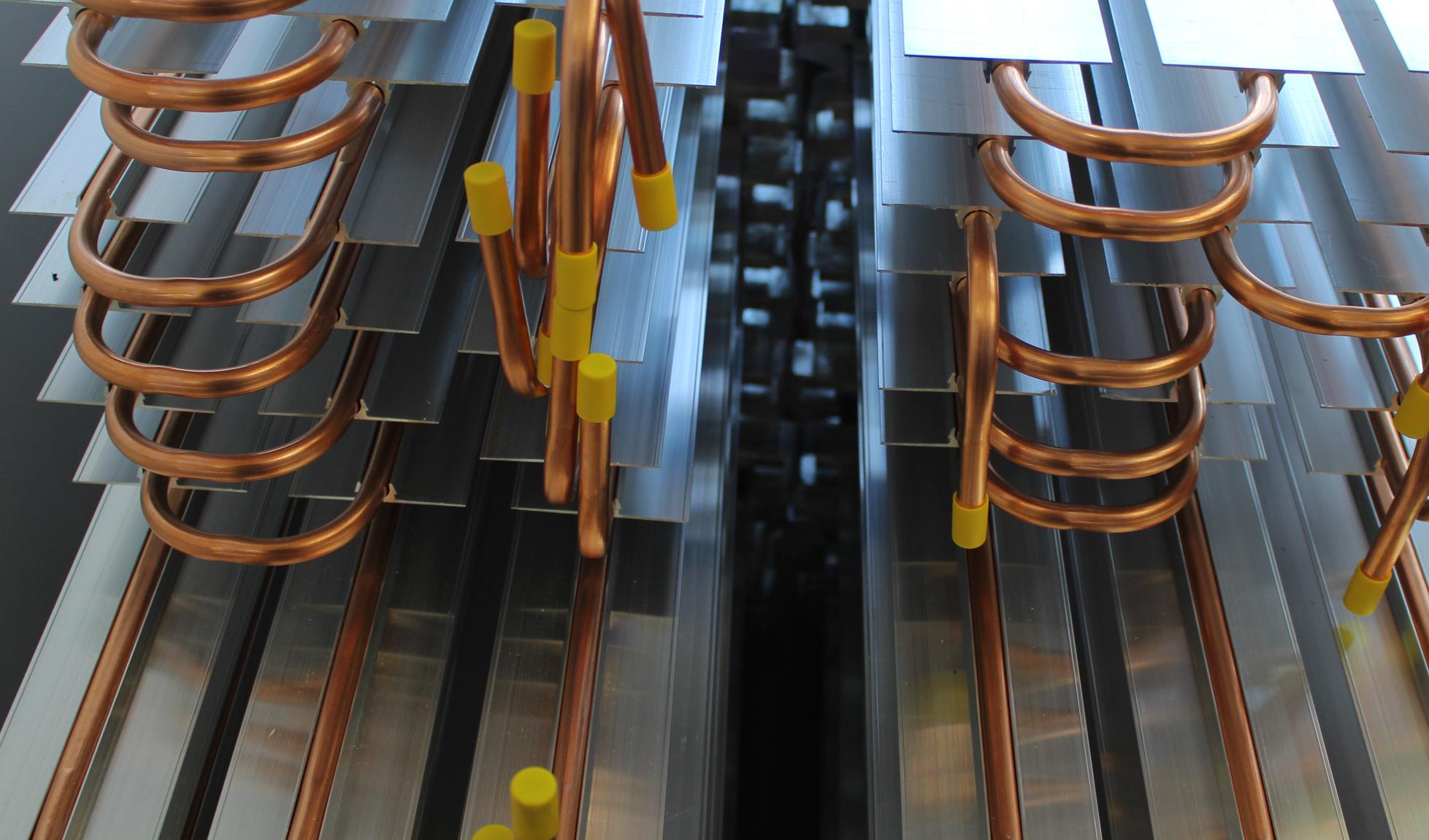 Stacked BEKA copper pipe in heat conduction profiles